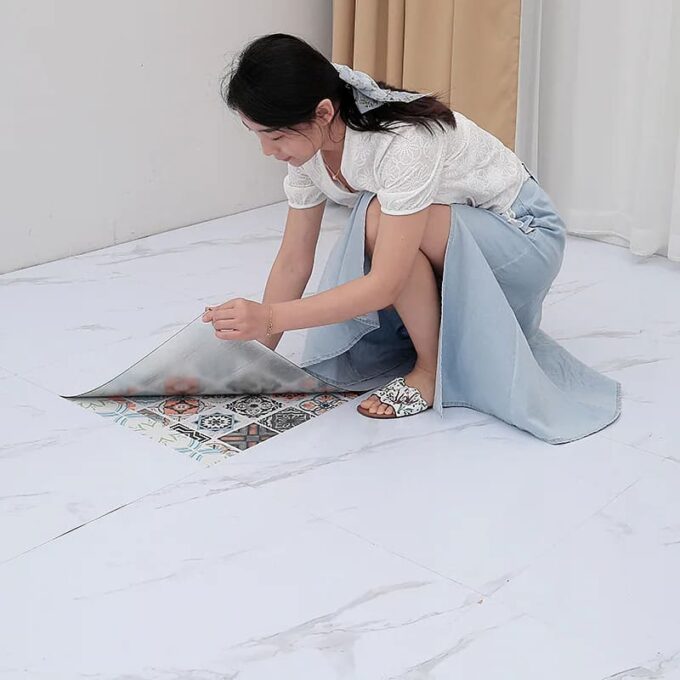 Azulejo adhesivo 60 x 60 blanco satinado pegatina decorativa