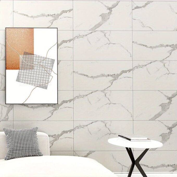 Azulejo adhesivo 90 x 60 blanco marmolizado pegatina decorativa 1PCS
