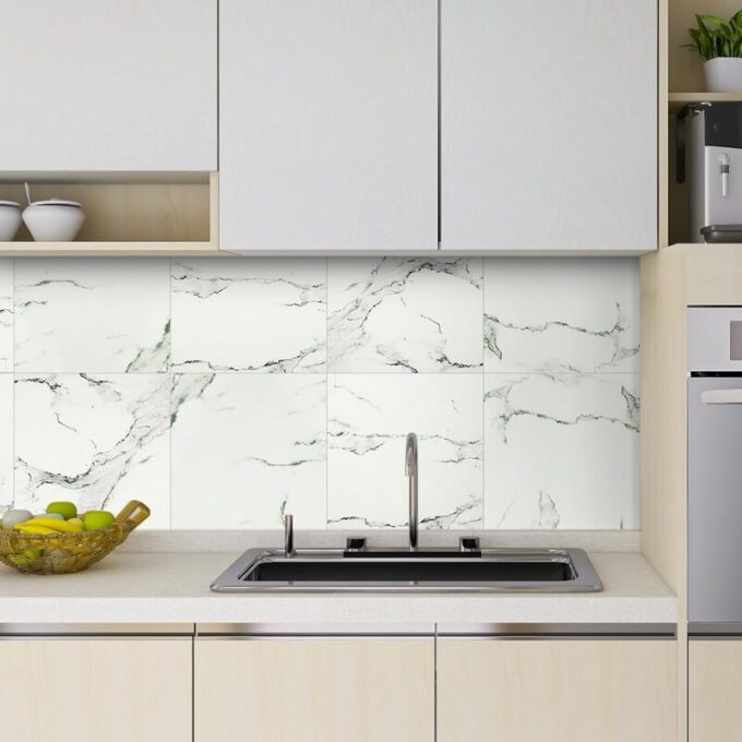 Baldosa adhesiva 60 x 60 blanco madte marmolizado pegatina ecorativa 28PCS
