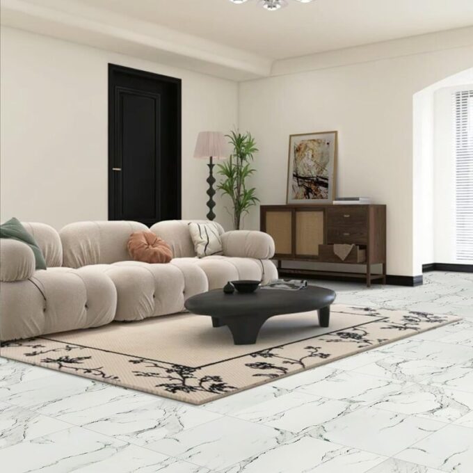 Baldosa adhesiva 60 x 60 blanco madte marmolizado pegatina ecorativa 28PCS