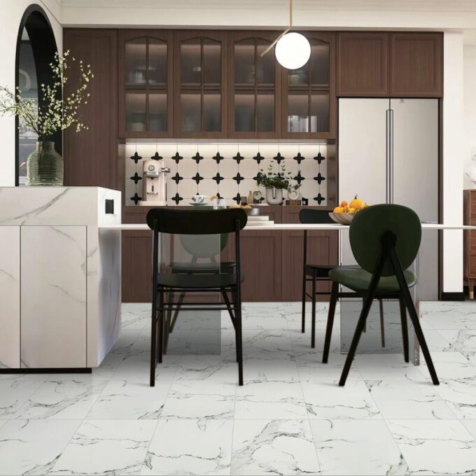 Baldosa adhesiva 60 x 60 blanco madte marmolizado pegatina ecorativa 28PCS
