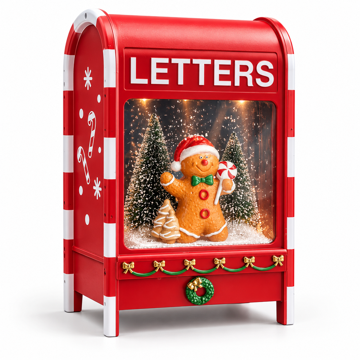 Buzón Navideño Decorativo con Música 🎄 Adorno Rojo con Escena Navideña para Hogar y Negocio