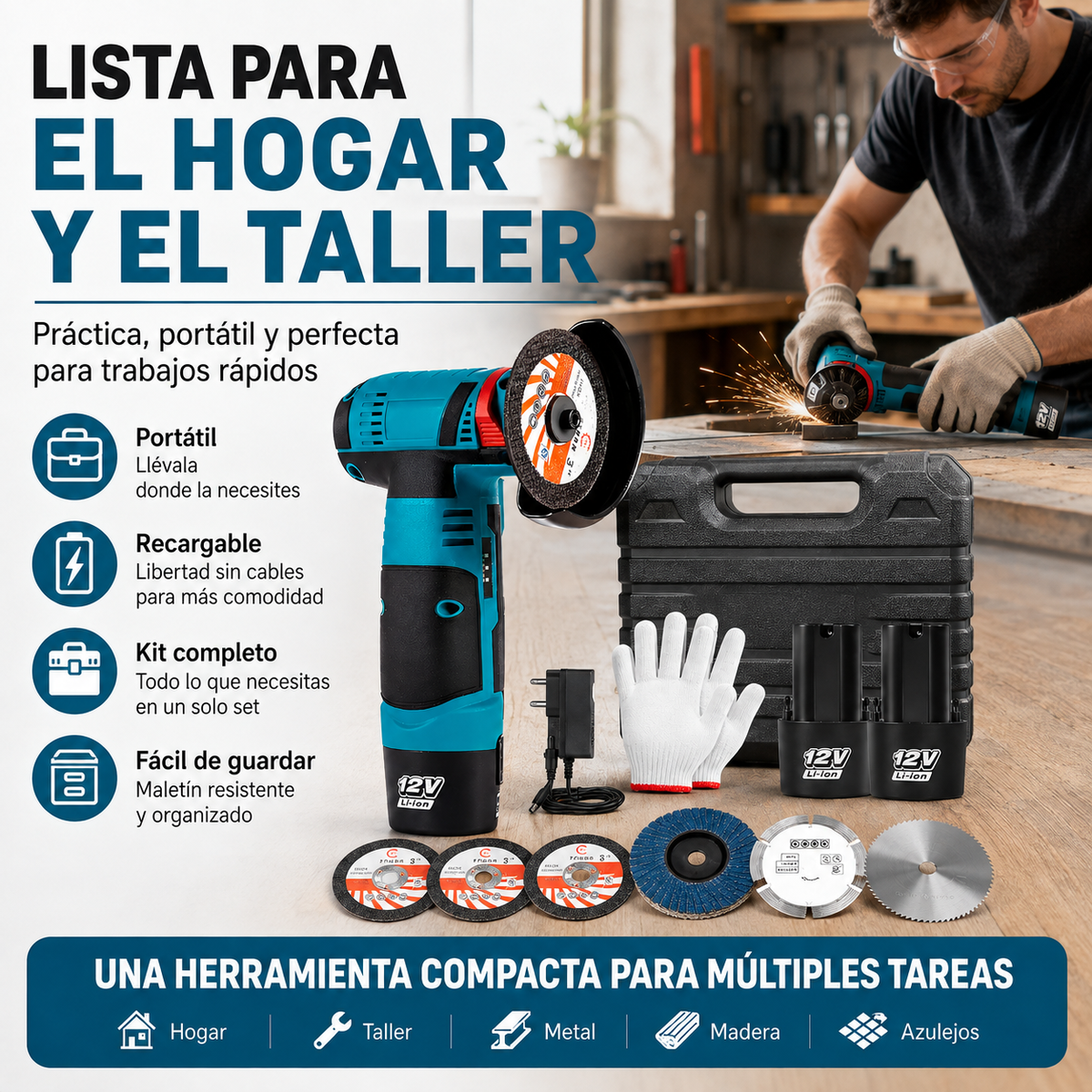 Pulidora Inalámbrica🔥 + 2 Discos + 2 baterías
