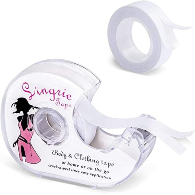 (1)CINTA MAGICA ADHESIVA TRANSPARTENTE E INVISIBLE PARA ROPA Y PIEL 3 MTS