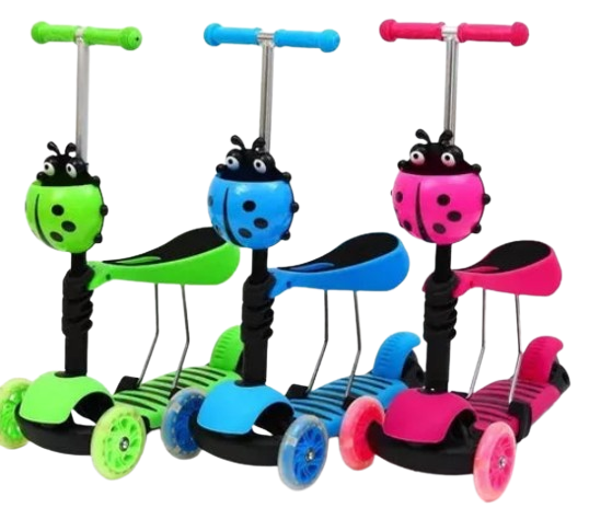 Scooter Infantil 3 en 1 con Silla 🛴 Patineta Ajustable para Niños