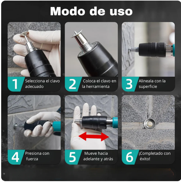 Pistola Clavos Acero Neumática Clavadora Remaches Manual