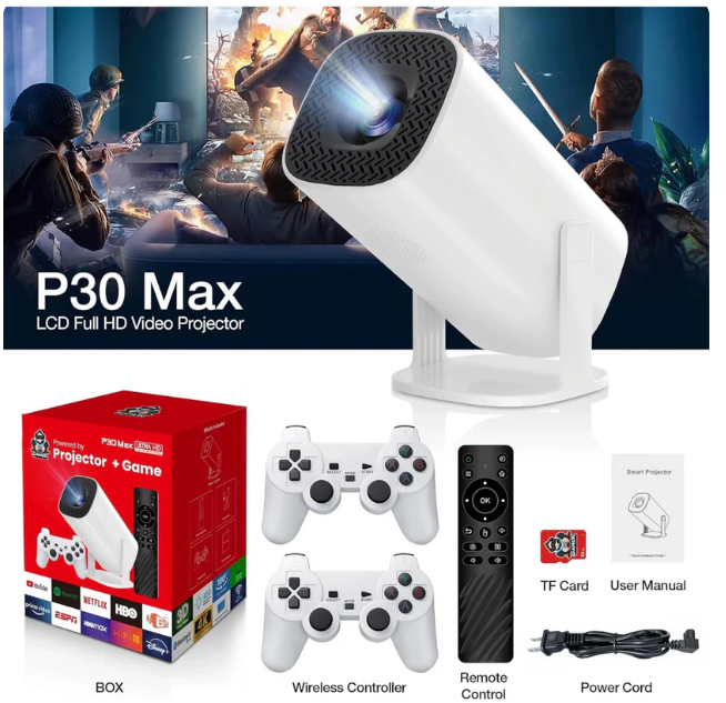 (1)Proyector Profesional 2 En 1 Con Juegos Y Controles + 1000 juegos