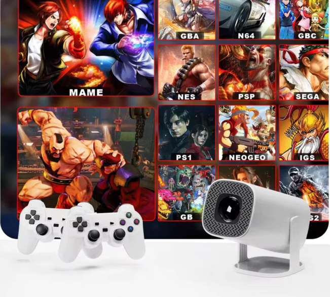 (1)Proyector Profesional 2 En 1 Con Juegos Y Controles + 1000 juegos