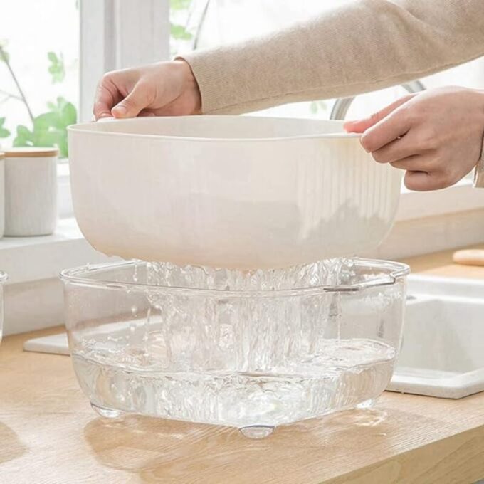 Cesta con escurridor para alimentos tazon de cocina con drenaje