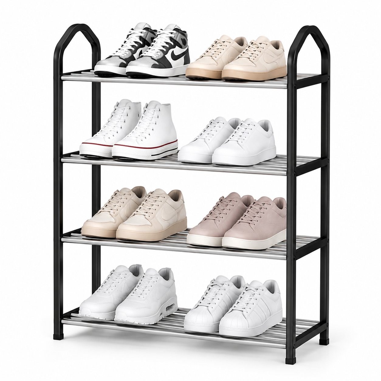 Zapatero Metálico de 4 Niveles 👟 Ahorra Espacio y Mantén tus Zapatos Ordenados