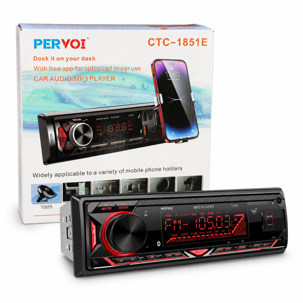 Radio para Carro MP3 con Soporte para Celular 🚗 Bluetooth, USB y Entrada Auxiliar