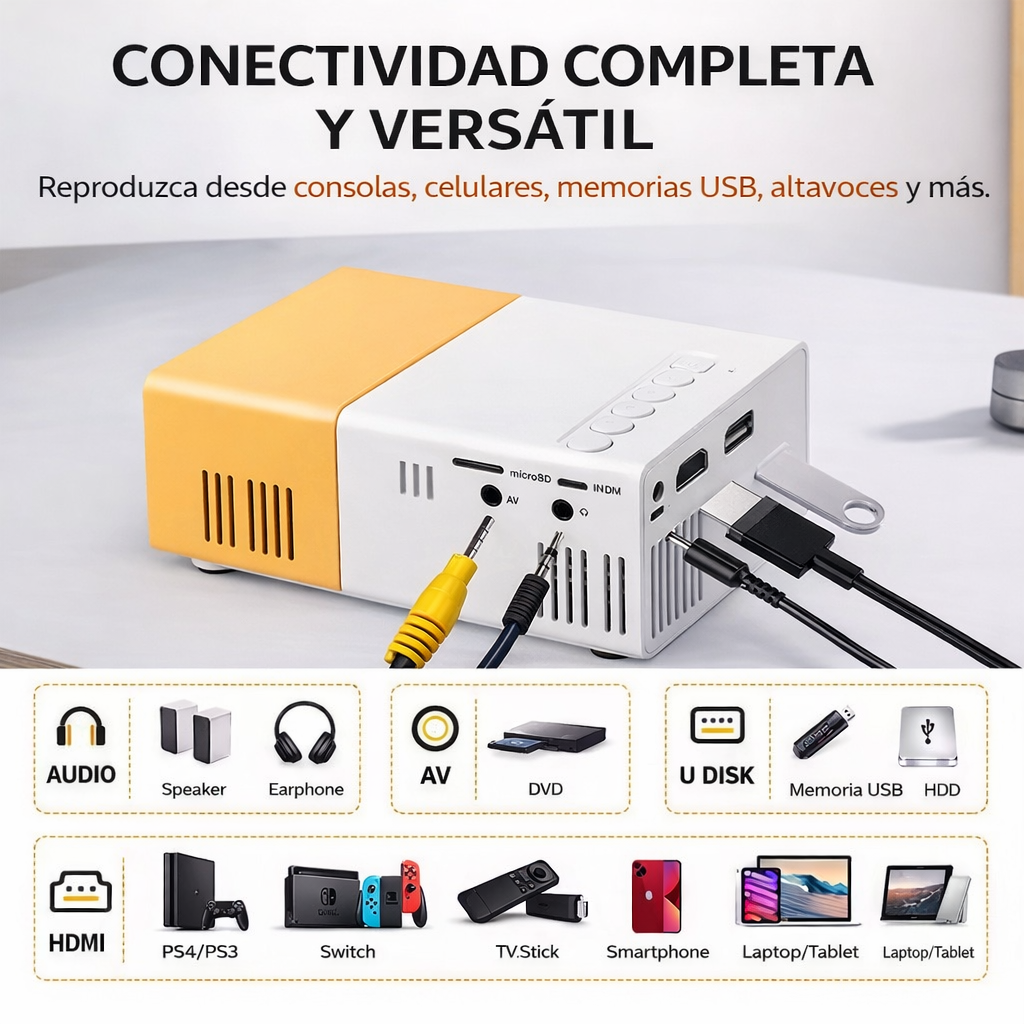 Mini Proyector LED 📽️ Cine en Casa en Pantalla Gigante