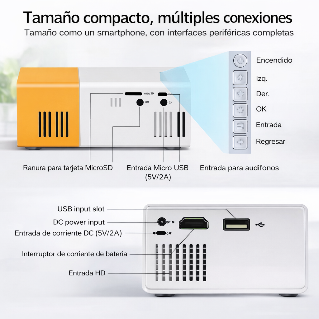 Mini Proyector LED 📽️ Cine en Casa en Pantalla Gigante