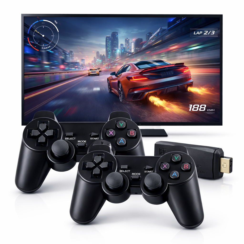 Consola Gamer Stick 4K 🎮 Videojuegos Clásicos para TV con 2 Controles