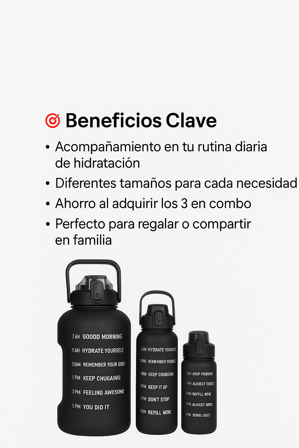 Combo Termos Motivacionales Set X 3 Unidades negro