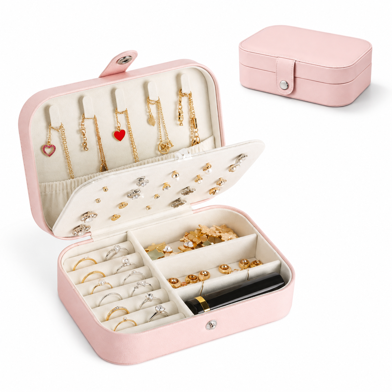 Joyero Organizador Portátil para Joyería 💍 Guarda Anillos, Collares y Aretes con Estilo