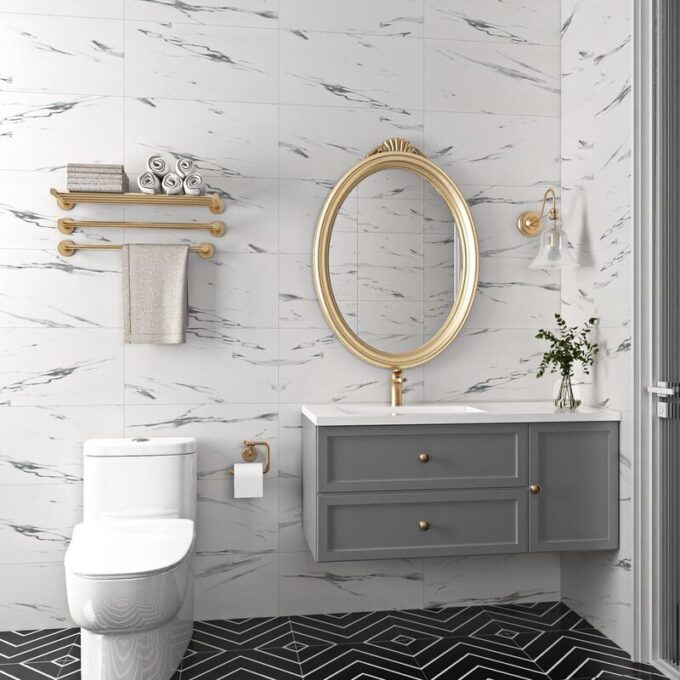 Azulejo adhesivo 60 x 30 blanco marmolizado pegatina decorativa