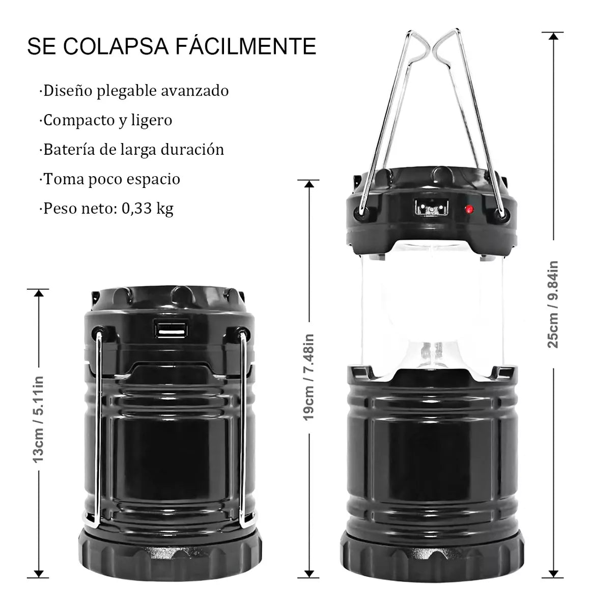 Lampara, linterna Solar, recargable Para Camping y5700