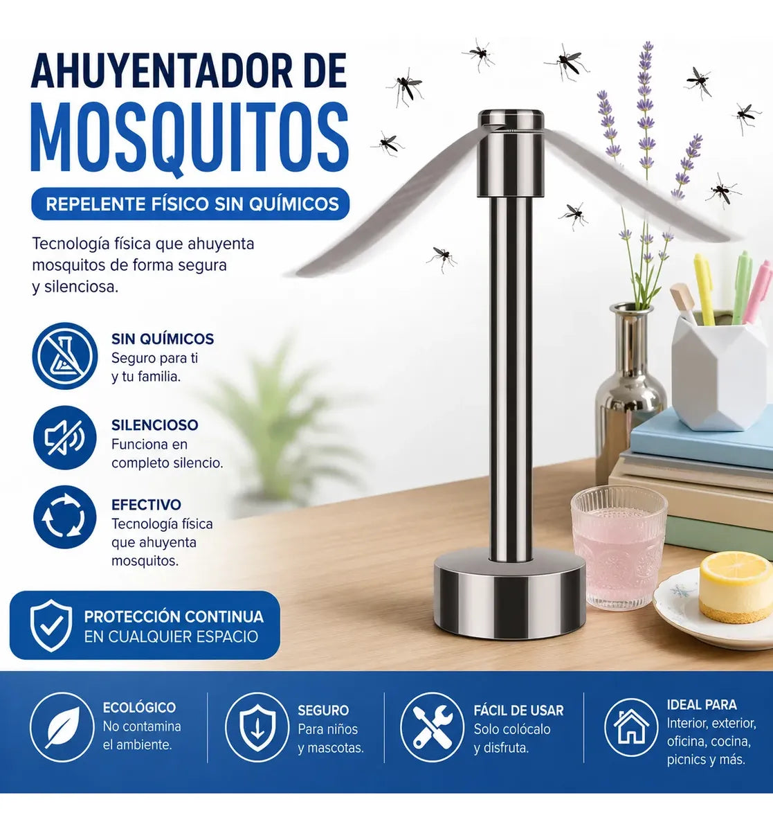 Ventilador Repelente De Moscas Para Mesa Portátil