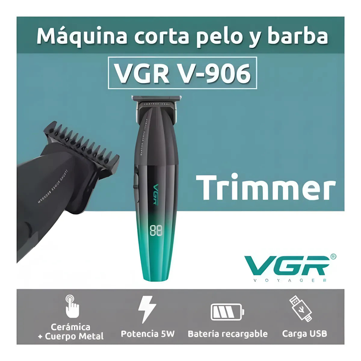 Patillera Profesional VGR V-906 ✂️ 9000 RPM | Corte Preciso y Potente