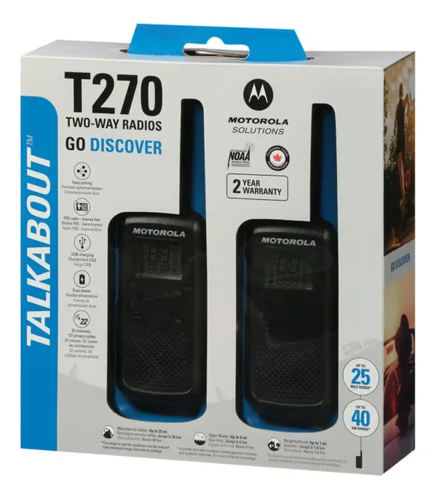 Walkie Talkie Motorola T270 📡 Par de Radios con Comunicación Clara y Largo Alcance