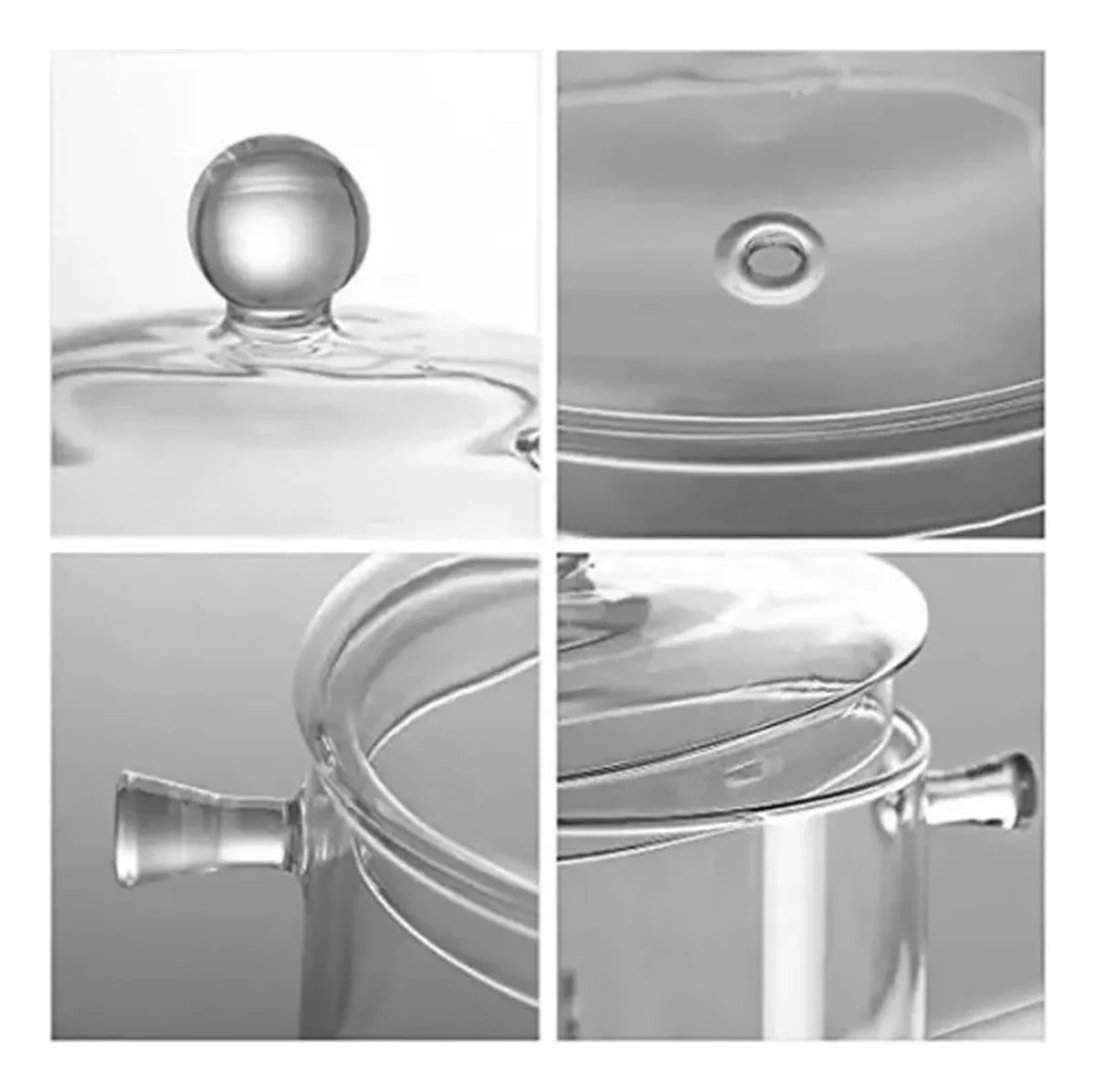 (1)Olla de sopa de vidrio transparente, resistente al calor, calefacción contra incendios por microondas, cacerola de vidrio con asas dobles y cubierta, herramientas de cocina