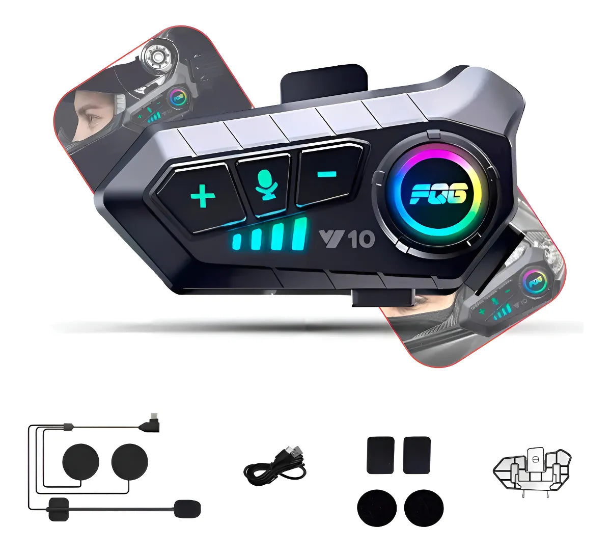 Auriculares Bluetooth 53 ROOT Y10 – Impermeable IPX6, Compatible iOS/Android para Casco de Moto