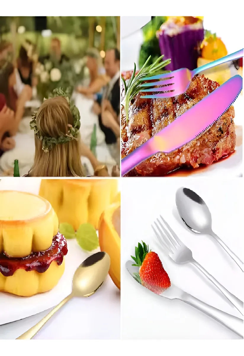 Juego de Cubiertos 24 Piezas 🍽 Acero Inoxidable Elegante para Cocina y Mesa