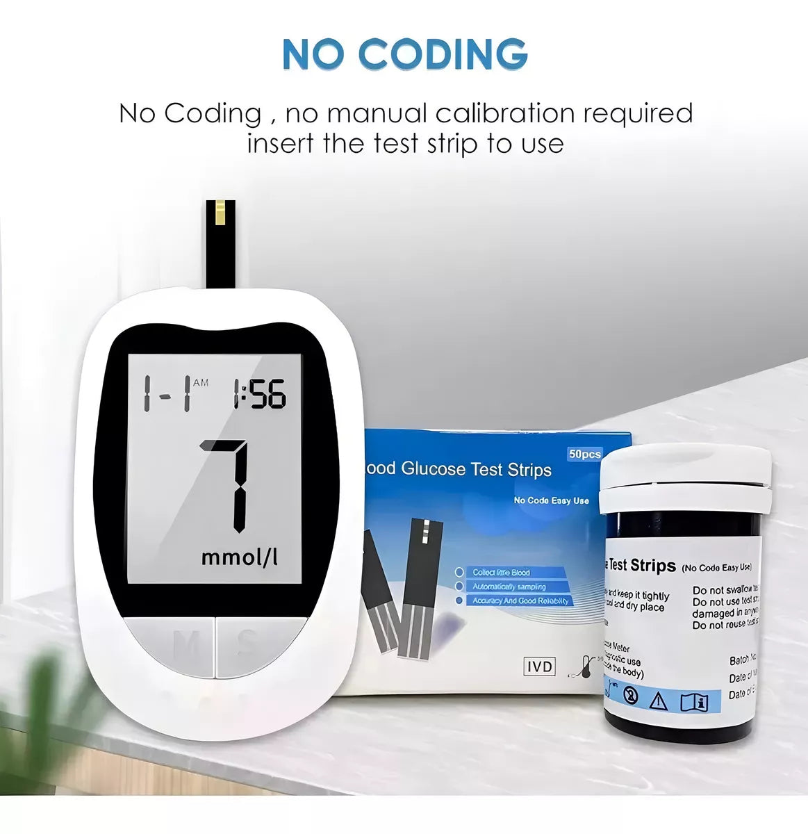 Glucometro Digital Medidor De Glucosa Roro Tiras Reactivas L