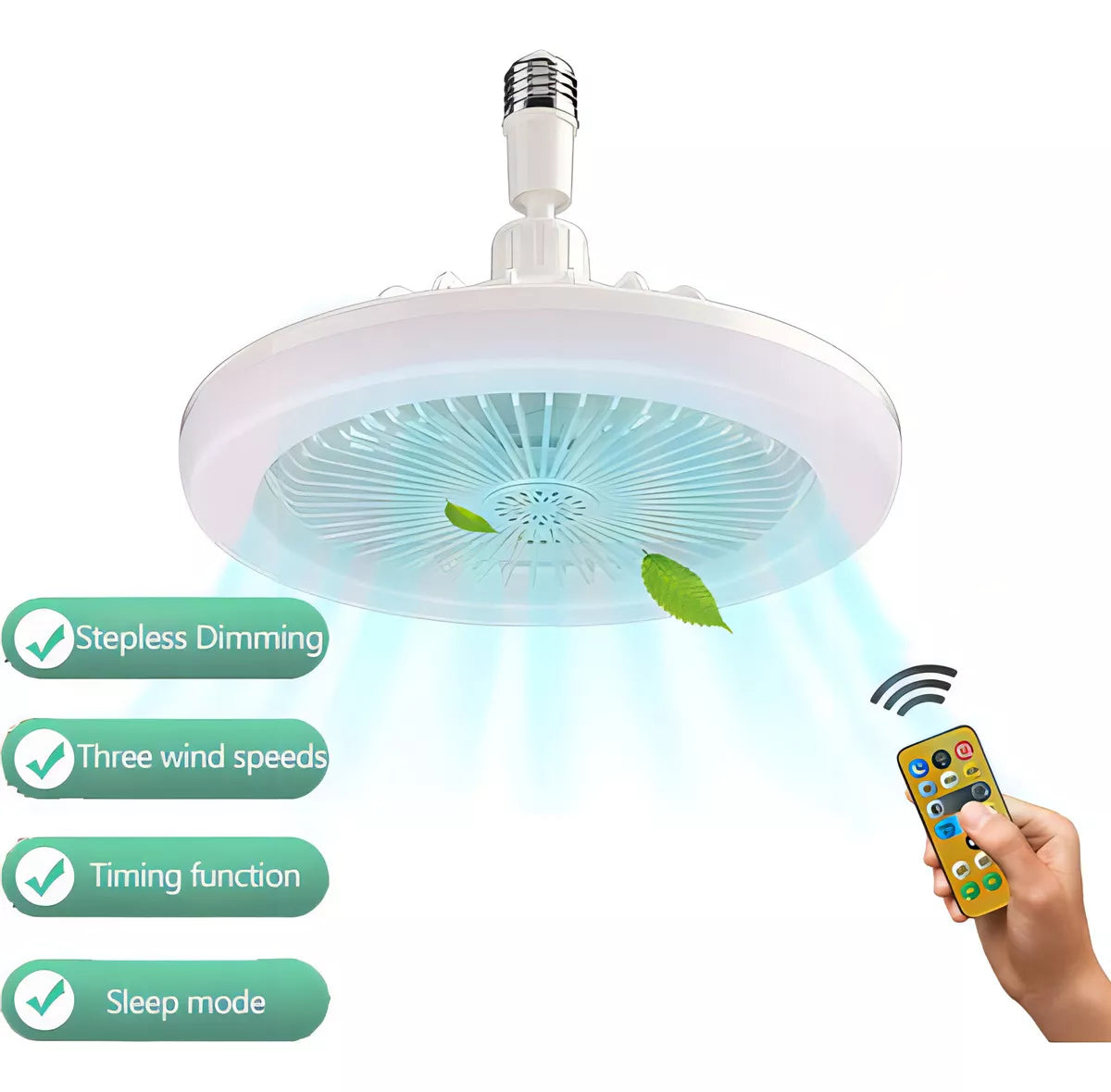 Ventilador De Techo E27 De Con Lámpara Y Control Remoto Color De La Estructura Blanco