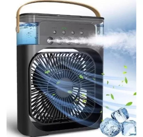 Ventilador de mesa Genérica Mini Ventilador Portátil Climatizador Umidificador com Luz Led Usb estructura color negro, 25cm de diámetro 10 110/220V