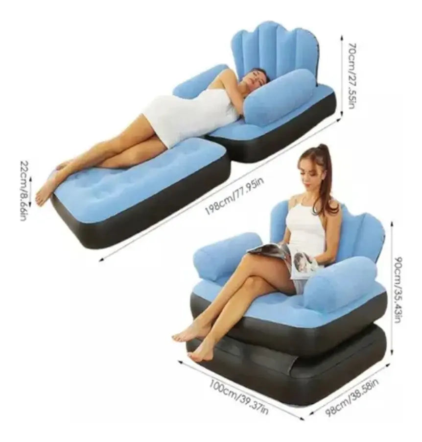 Sofá Inflable Multifuncional 2 en 1 🛋️ Sillón y Cama Portátil para Descanso