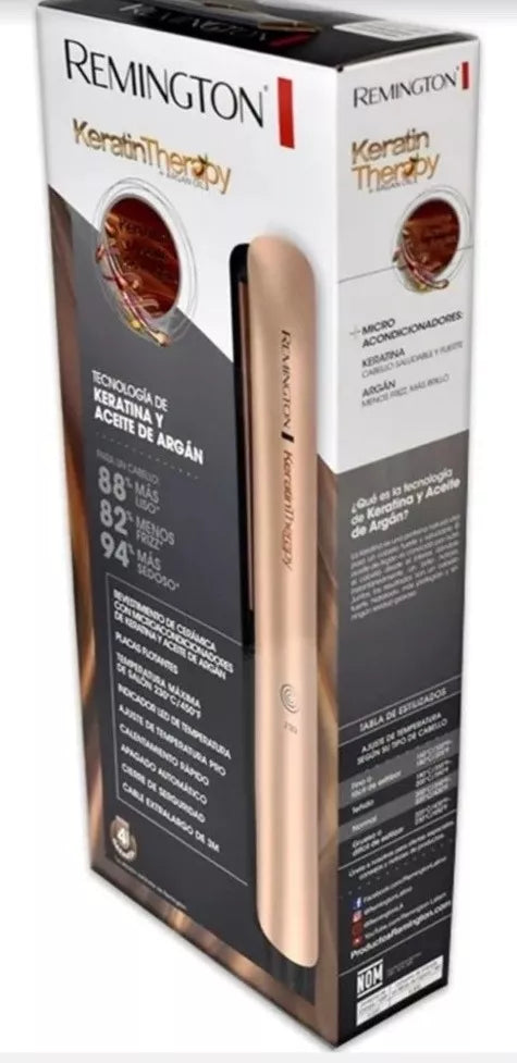 Plancha Keratina Con Aceite De Argan Remington Color Rosa