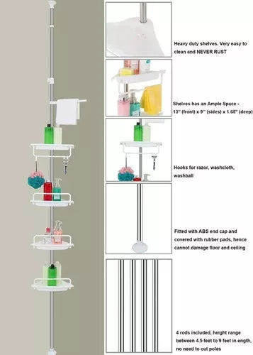 Organizador Esquinero Multifuncional Ducha O Baño 4 Niveles