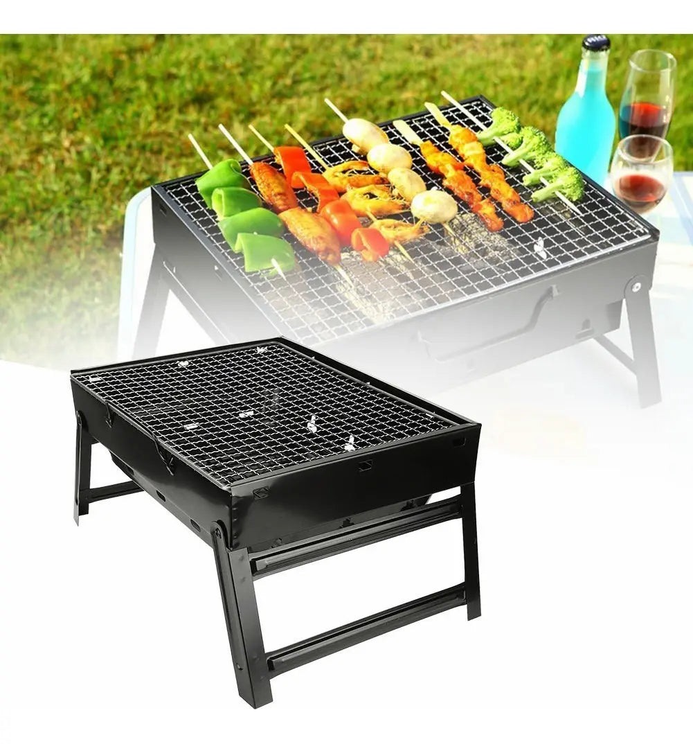 Parrilla Asador de Carbón Plegable 🔥 Mini Portátil para Camping y Aire Libre