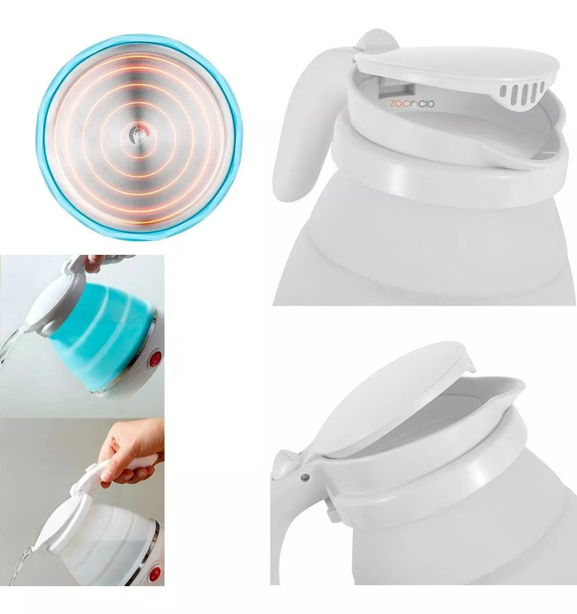 Calentador Eléctrico Plegable Portable Hervidor De Liquido Voltaje 110v Color Blanco
