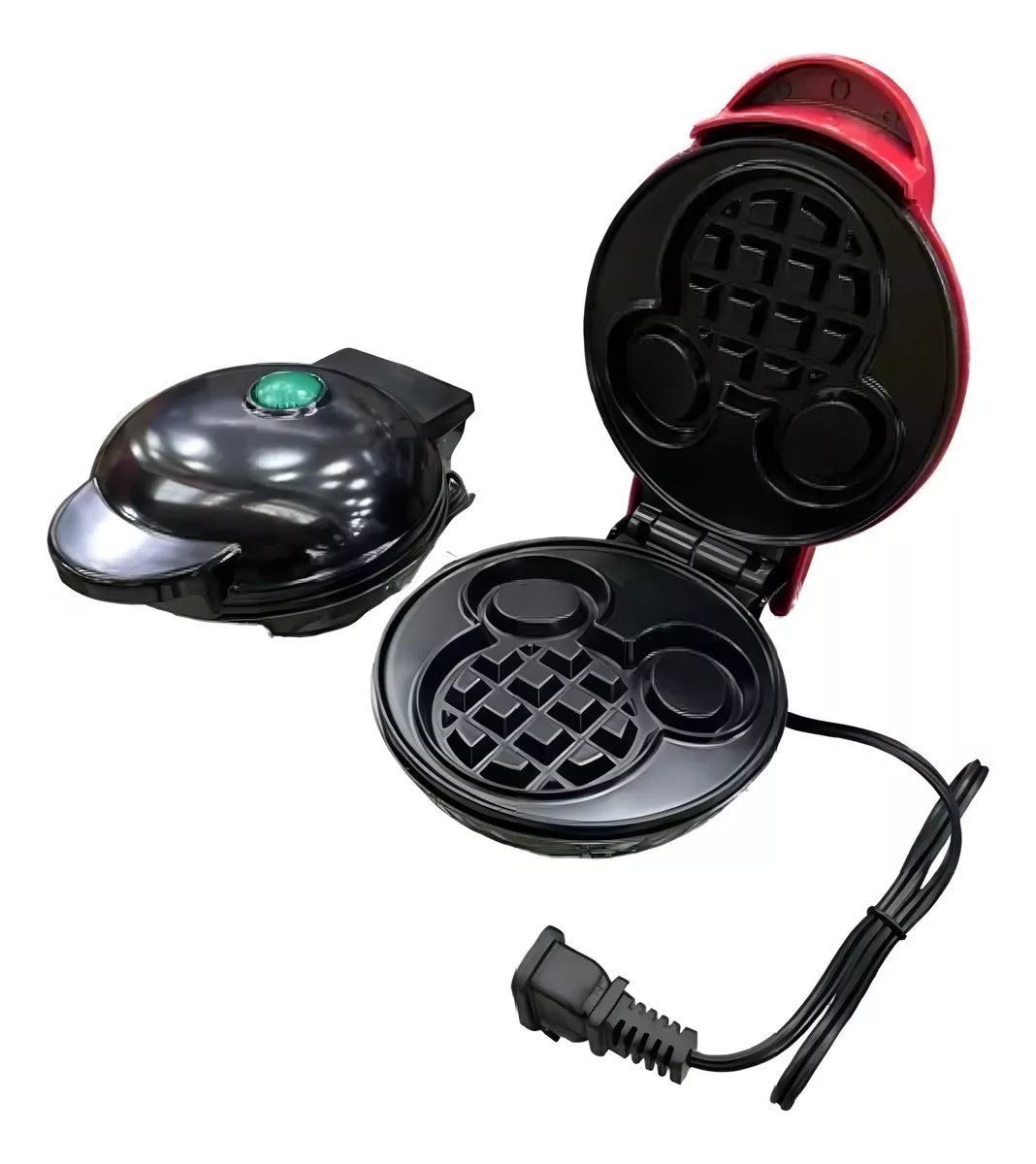 (1)Waflera Mini Mickey Mause Wafles Infantiles Color Nego Y Rojo 110v