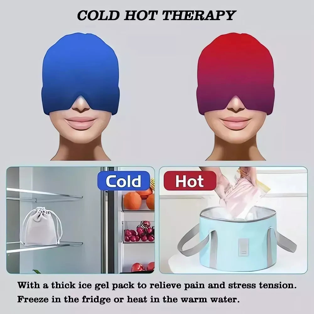 Gorro Gel Alivio Migraña Dolor Cabeza Compresa Frio Caliente