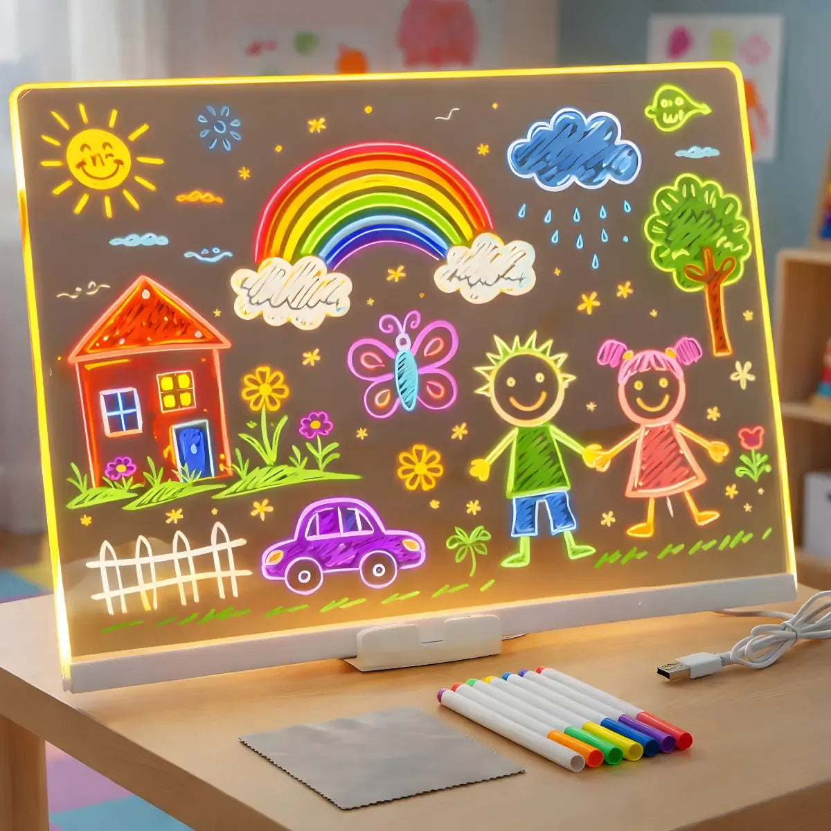 Tablero Luz Led Pizarra Acrílica Luces Neón Didáctico Niñ@s