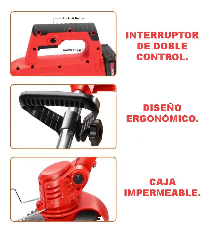 Guadaña Recargable Portátil con 2 Baterías 🔋🌿 | Corta Césped Eléctrica