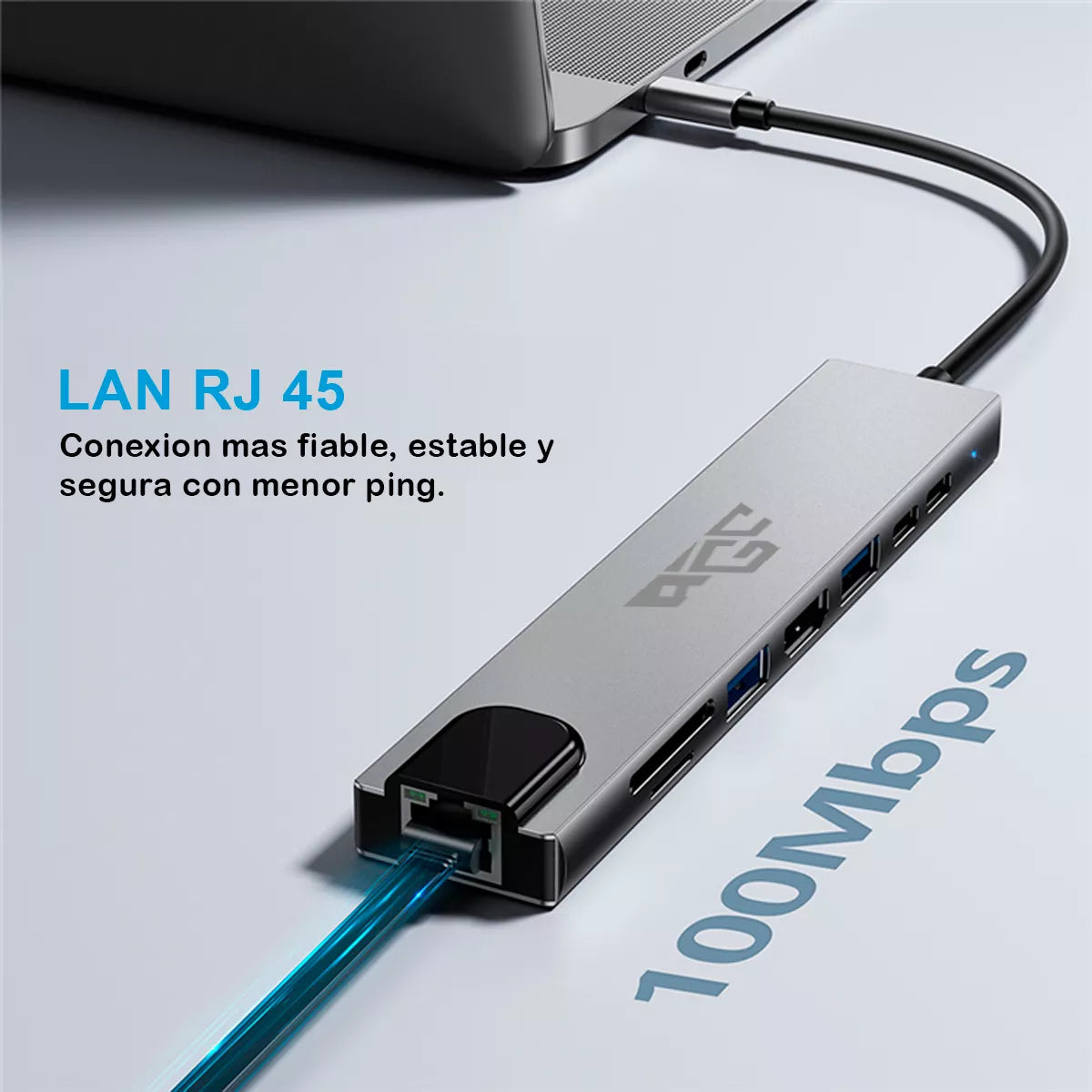 (1)Generico hub adaptador usb C 8 En 1