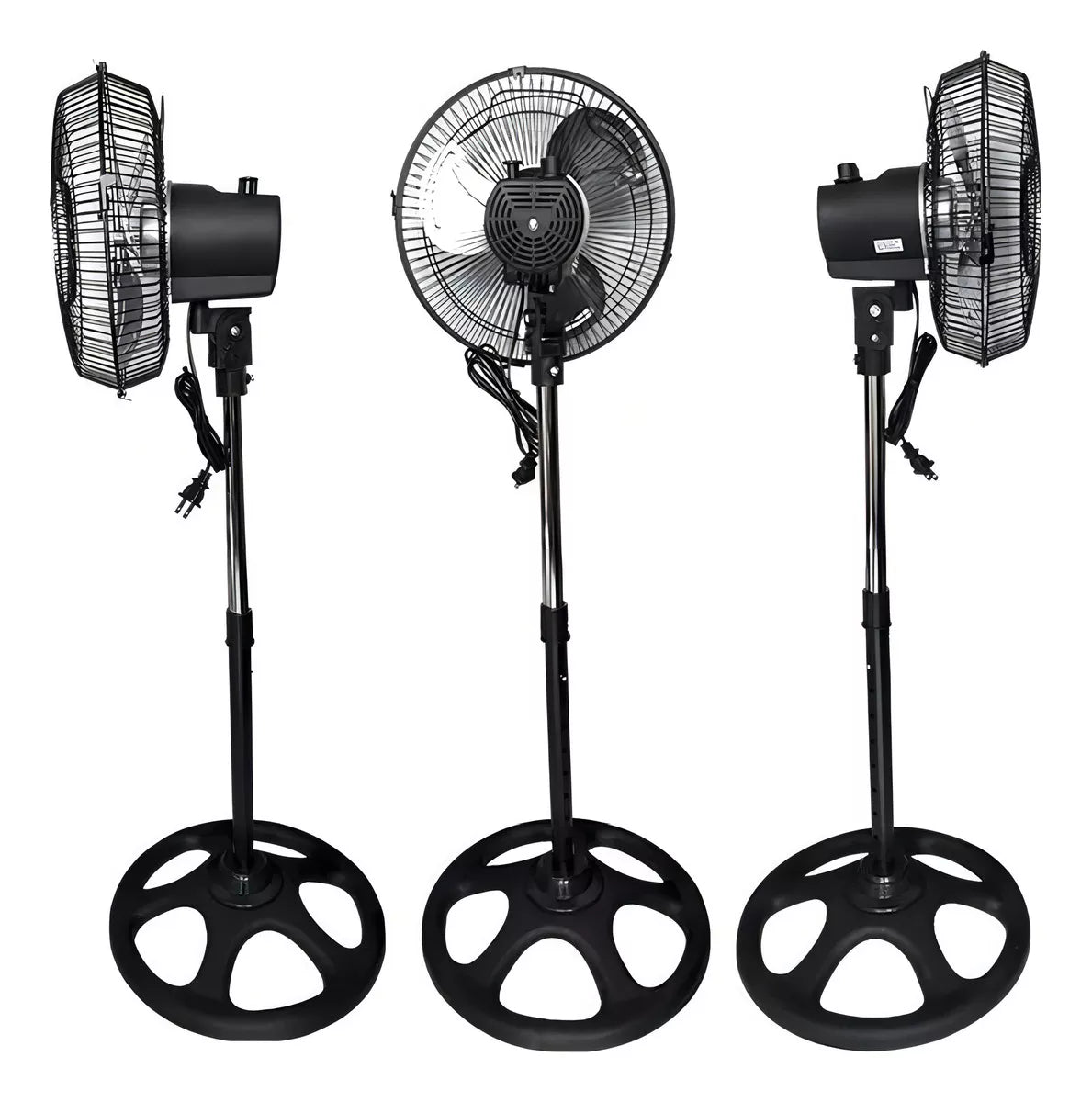 Ventilador 3 En 1 Pared - Mesa - Pie Potente (10 Pulgadas) Estructura Negro Aspas Cromada 110v