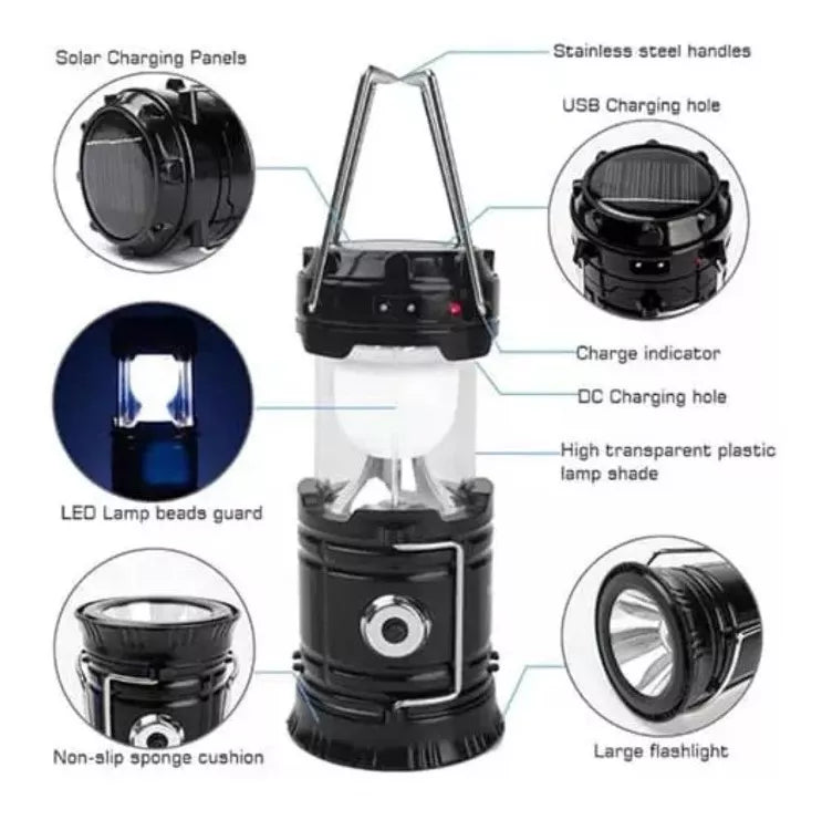 (1)Lampara Campamento Solar Linterna Jy-5700t Usb Recargable