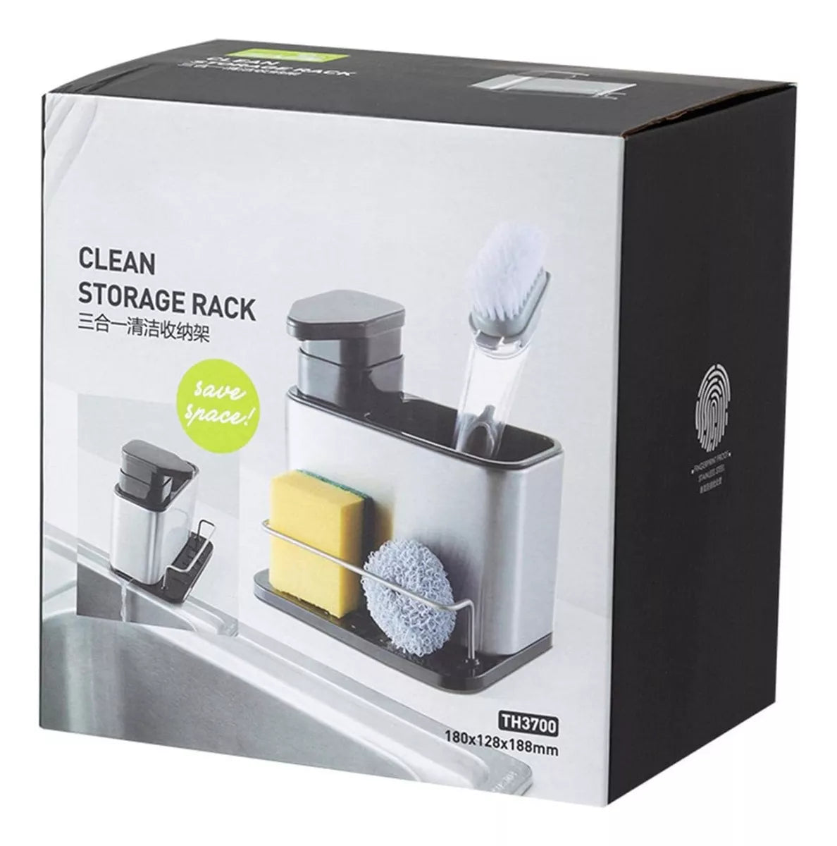 (1)Dispensador de jabón de cocina 3 en 1, soporte de esponja, dispensador de jabón para platos, bandeja organizadora de fregadero de acero inoxidable, escurridor a prueba de herrumbre