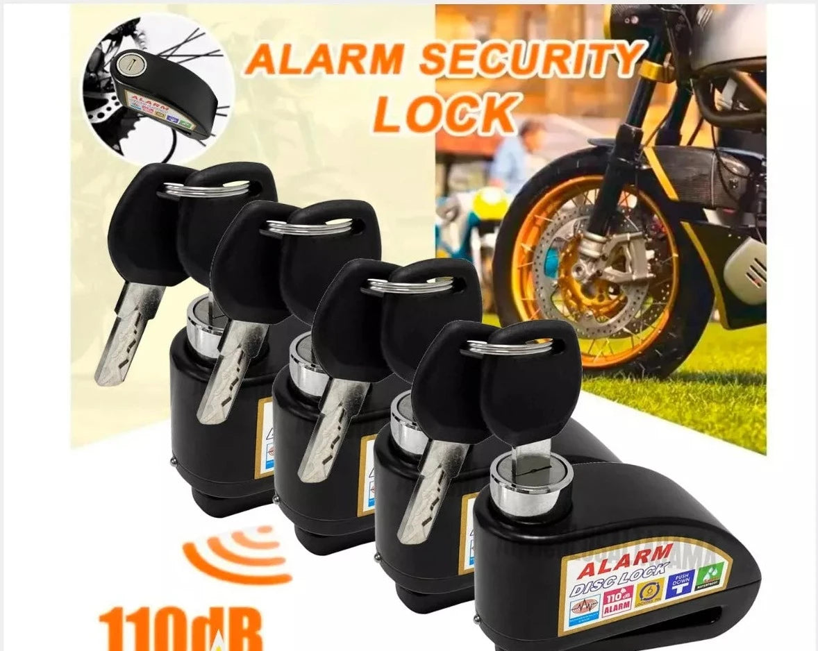 Candado Freno De Disco Con Alarma Para Moto O Bicicleta Inox