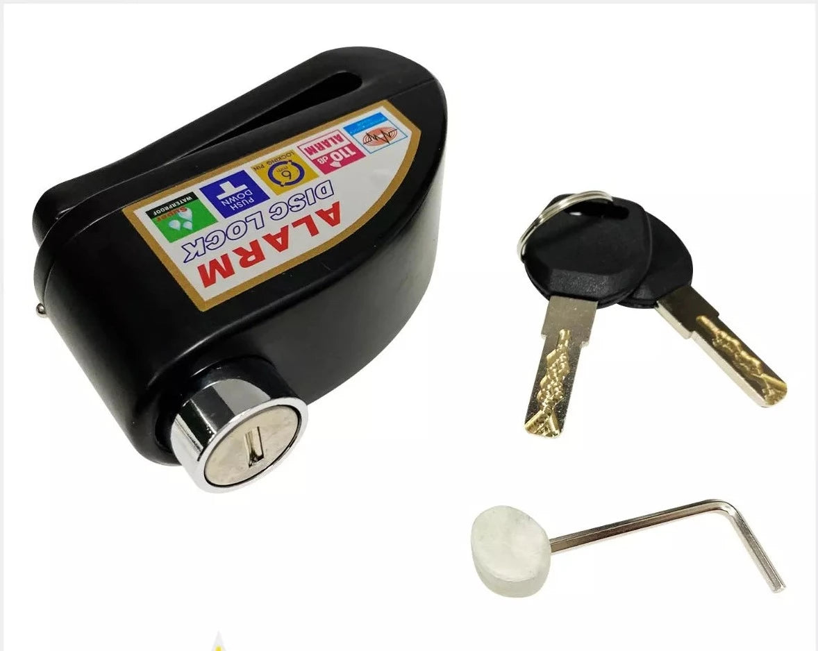 Candado Freno De Disco Con Alarma Para Moto O Bicicleta Inox