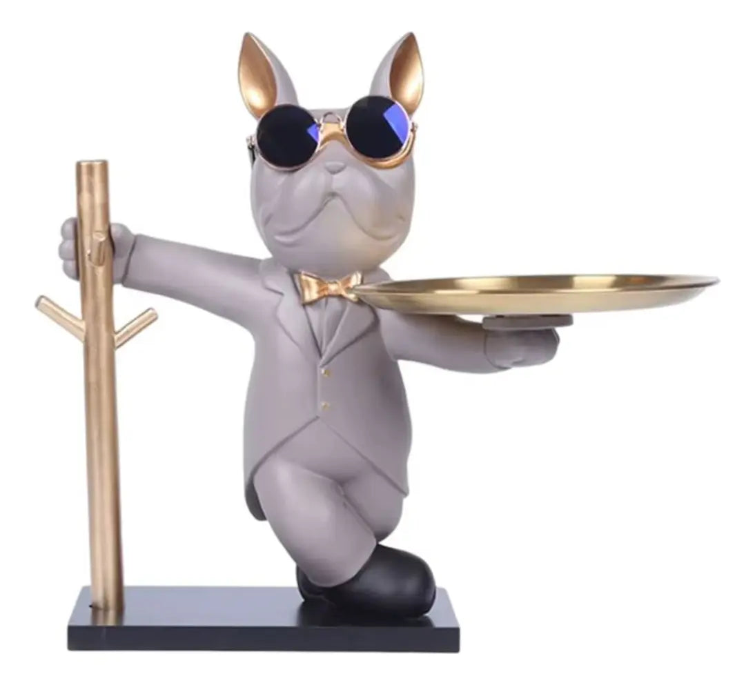 Figura Decorativa de Perro con Bandeja 🐶 Organizador Elegante para Entrada y Hogar