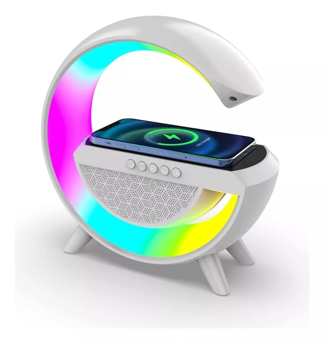 (1)Cargador Inalambrico Parlante Bluetooth Lampara Usb Radio