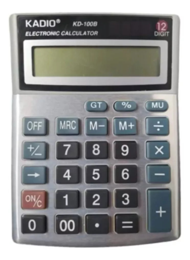 Calculadora De Escritorio Kadio Kd-100b 12 Digitos + Pila Color Plateado