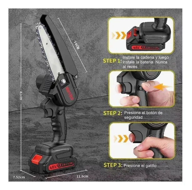 Mini Sierra Eléctrica Portátil Profesional ⚡ 2 Baterías – Corte Preciso y Potente